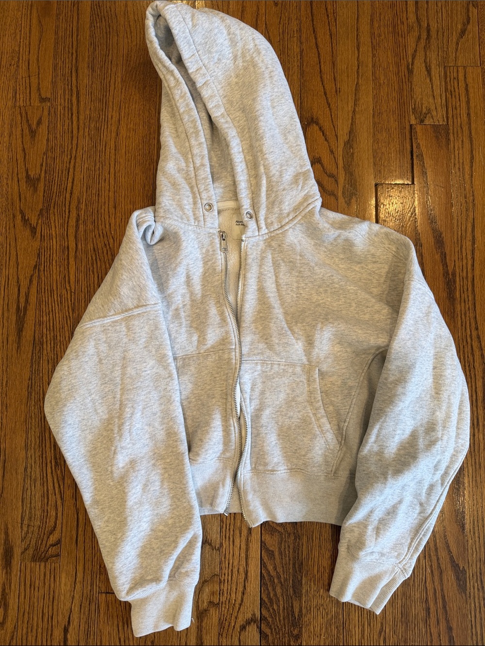 Abercrombie & Fitch Heather Gray Sherpa-Lined Zip Hoodie